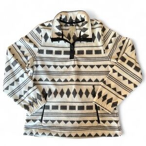 TELLURIDE CLOTHING Co. Men's Black & White Patterned Fleece Sweater L, Pullover.